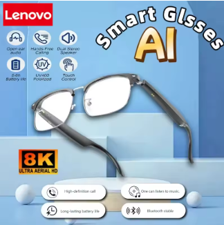 Lunettes intelligentes Lenovo 8K avec IA, caméra IA 800 W, photos et vidéos HD, appels vocaux, traduction, étanches et Bluetooth.